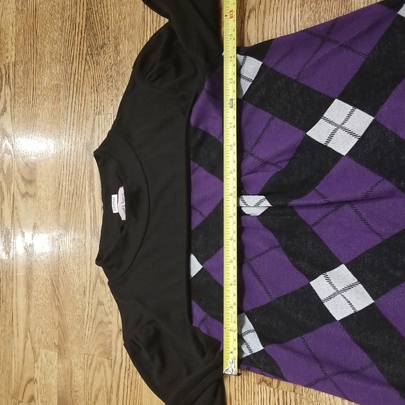 (S) Lucky Spirt Long Argyll Top Flattering Academia Dorm Ready Checkered Print - Picture 4 of 6